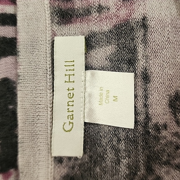 Garnet Hill 100% Merino Wool Artistic Purple and Black Button-Down Sweater Top - Picture 6 of 7